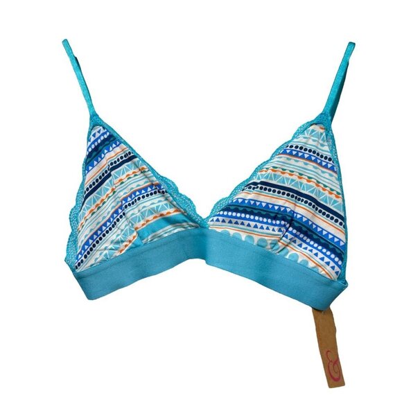 Stripe & Stare Bra Size Small Bralette Blue Turquoise Stripe Modal Blend NEW - Picture 5 of 7